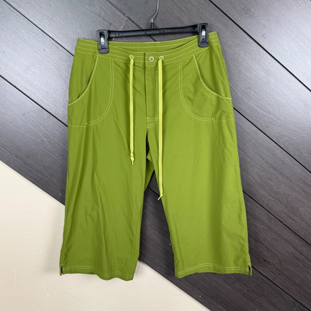 Sahalie Women's Medium Green Nylon Capri Pants Stretch Drawstring Outdoor